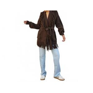 NEW DRESS FORUM cable fringe detail cardigan in brown